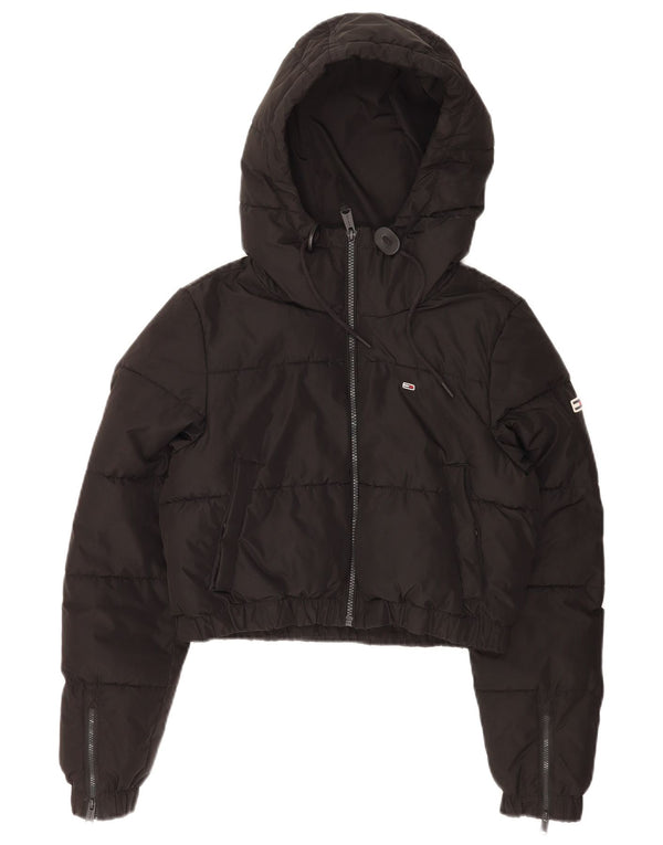 Tommy Hilfiger Veste matelassée à capuche surdimensionnée pour femme UK 6 XS Noir
