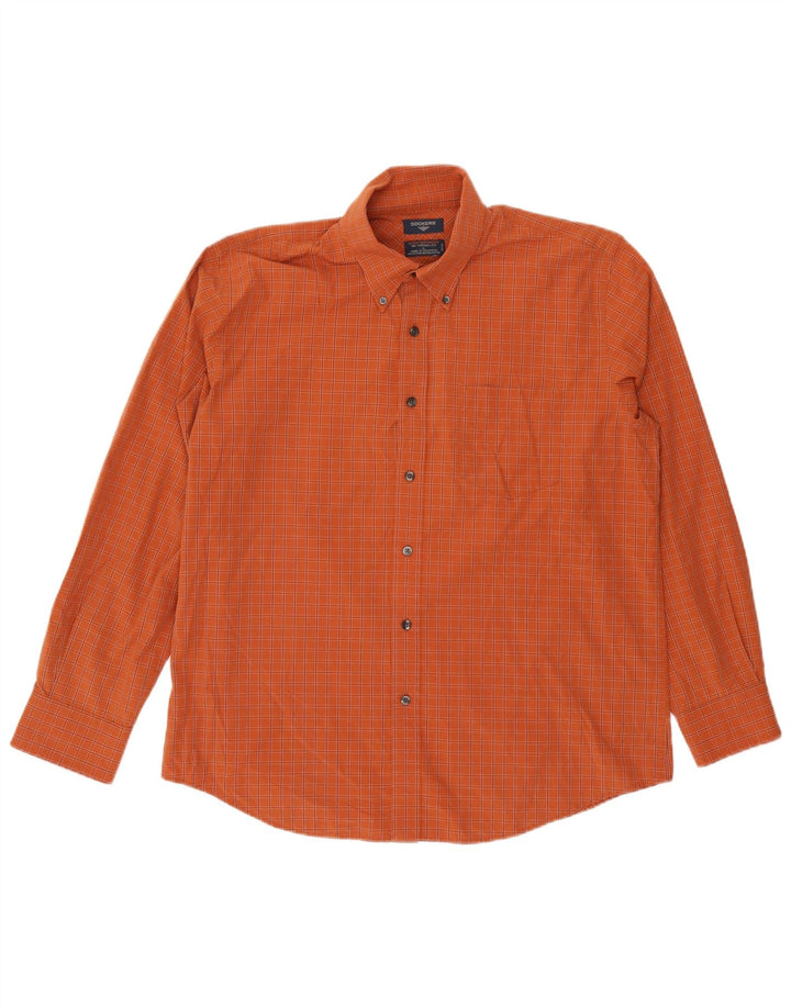 Dockers herreskjorte stor orange ternet bomuld