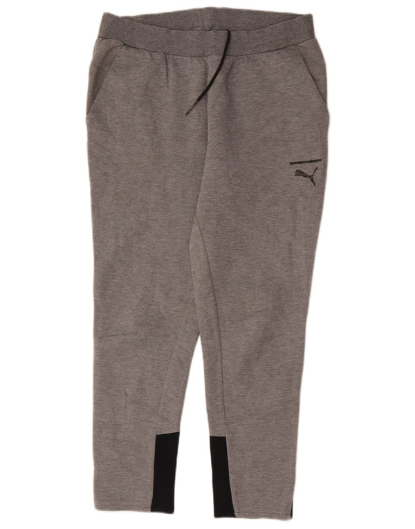 Calça de treino masculina Puma cinza médio algodão colorblock