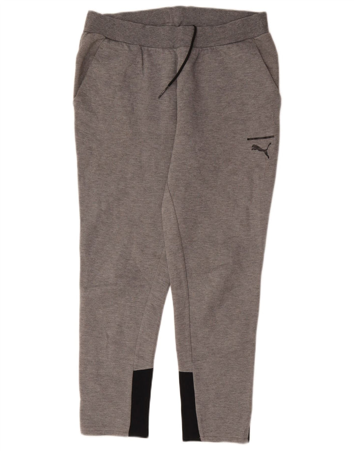 Puma Mens Tracksuit Trousers Medium Grey Colourblock Cotton