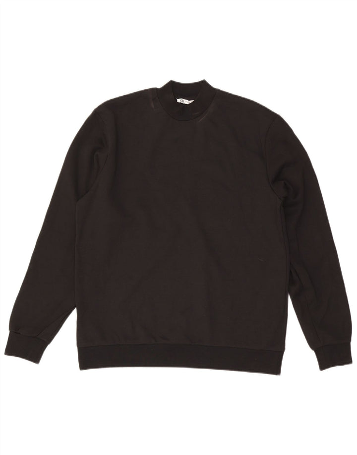 Zara Mens Sweatshirt Jumper Small Black Cotton