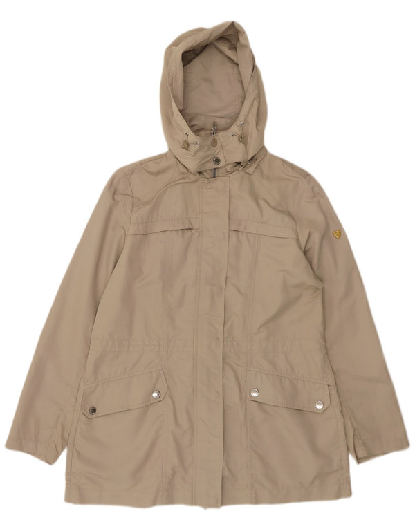 Conte of Florence Womens Hooded Utility Jacket UK 14 Large Beige Polyester