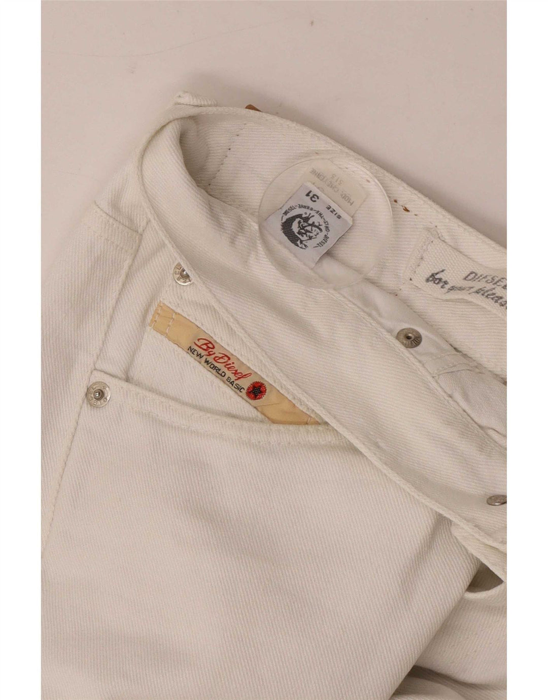 Jeans slim da uomo Diesel W31 L30 cotone bianco