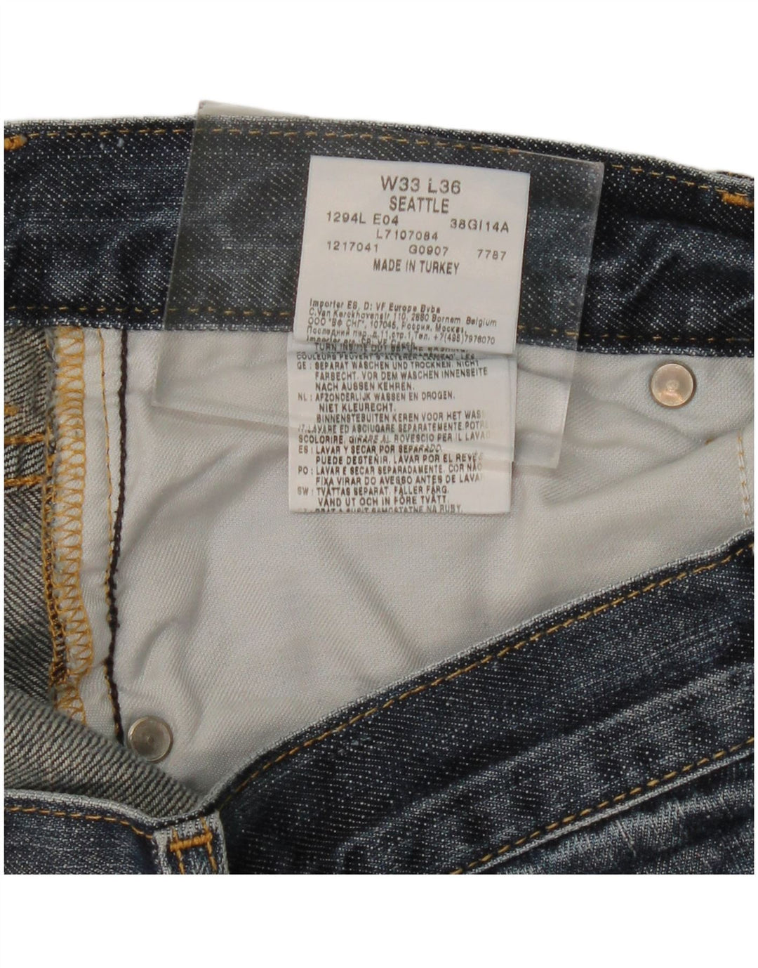 LEE Mens Seattle Straight Jeans W33 L31  Blue Cotton