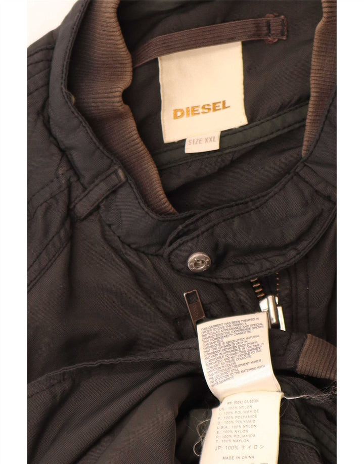Diesel Mens Military Bomber Jacket UK 44 2XL Black Nylon
