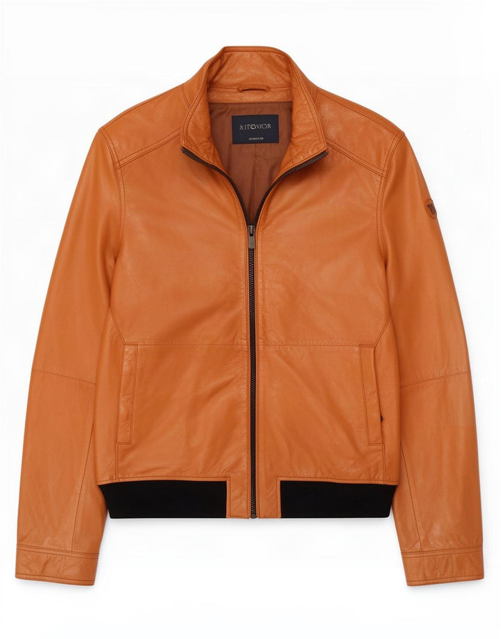 Trussardi Jeans Mens Leather Jacket IT 54 2XL Brown