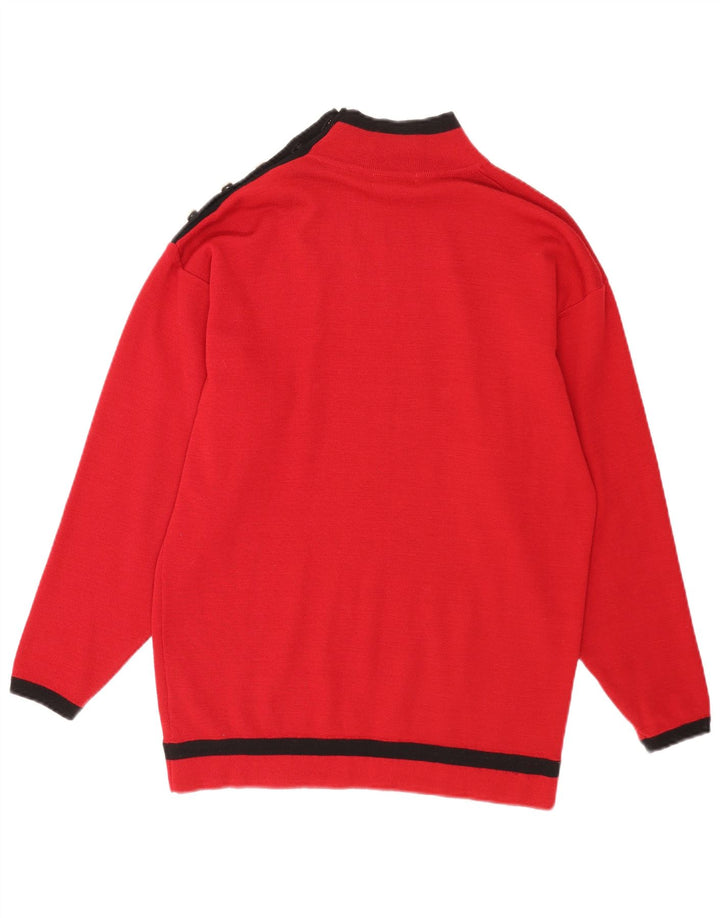 Maglione da donna Windsmoor con collo a bottoni UK 14 Blocco colore rosso medio