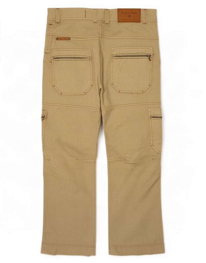 Marlboro Classics Mens Straight Cargo Trousers W32 L34 Khaki Cotton