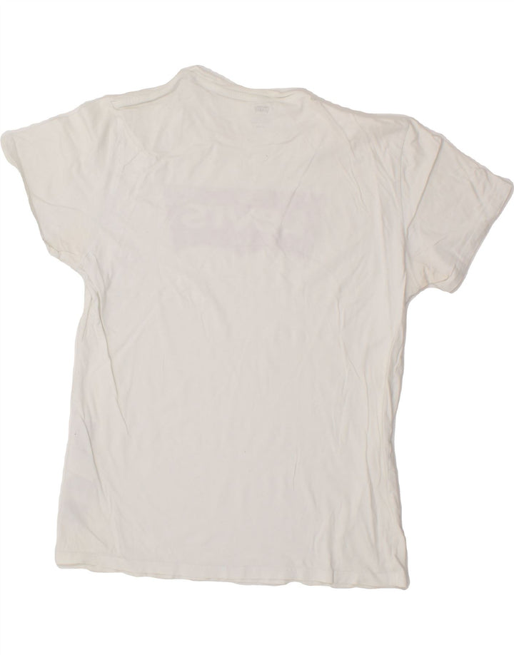 LEVI'S Womens Graphic T-Shirt Top UK 12 Medium White Cotton Vintage Levi's and Second-Hand Levi's from Messina Hembry 
