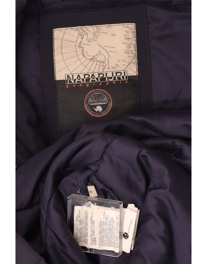 Napapijri Mens Hooded Parka Jacket UK 36 Small Navy Blue Polyamide