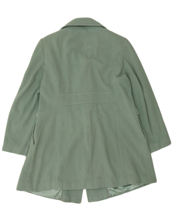 Marks & Spencer Womens Double Breasted Coat UK 16 Large Green Wool