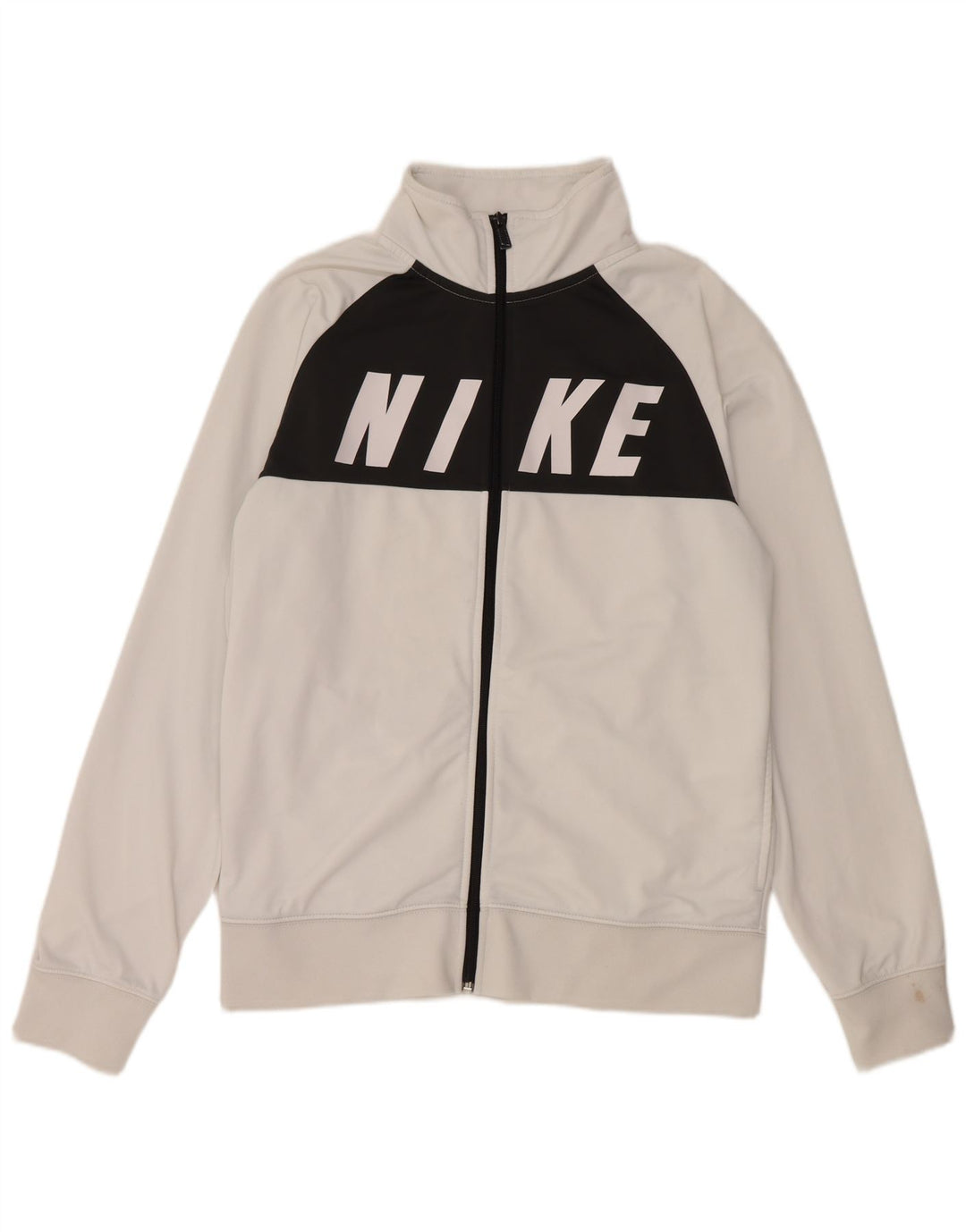 NIKE Herren-Trainingsanzugoberteil mit Grafik, mittelweißes Farbblock-Polyester