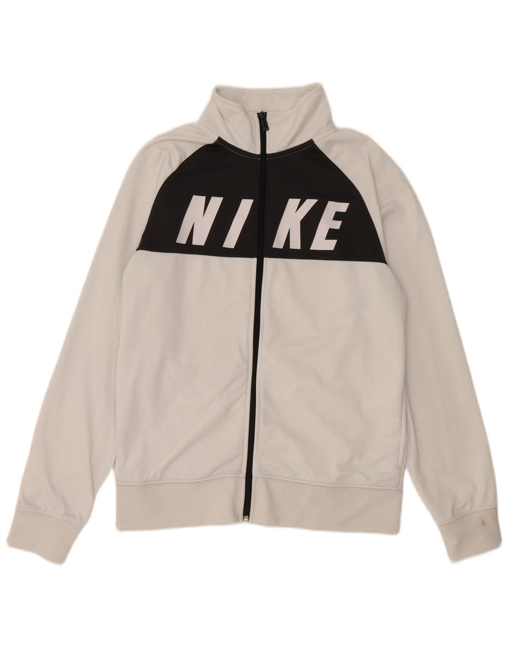 NIKE Herren-Trainingsanzugoberteil mit Grafik, mittelweißes Farbblock-Polyester