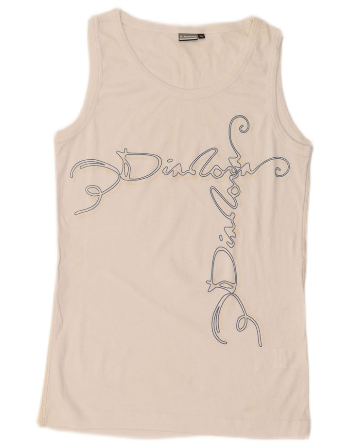 Diadora Damen Grafik-Trägershirt UK 12 Mittelweiße Baumwolle