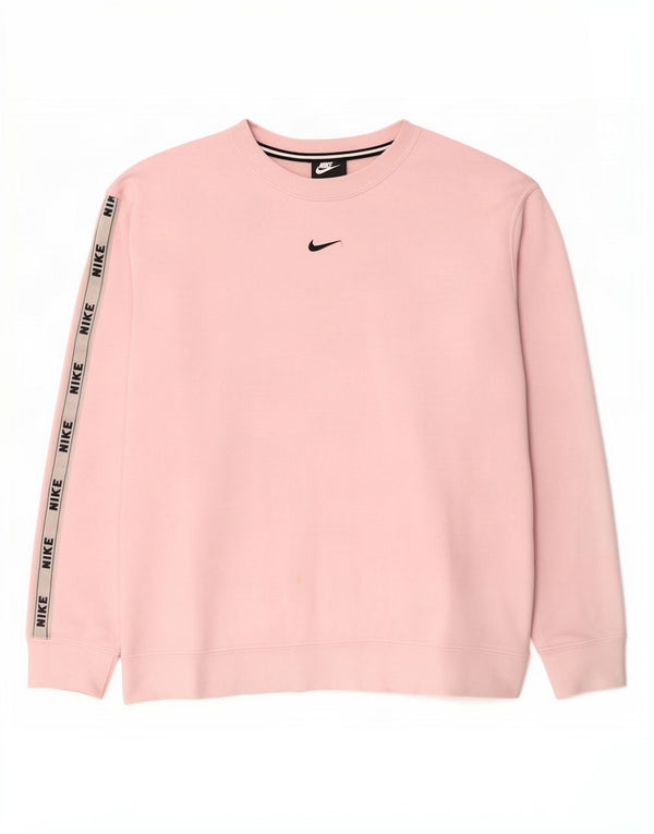Nike Dame Grafisk Sweatshirt Jumper UK 14 Medium Pink Colourblock Bomuld
