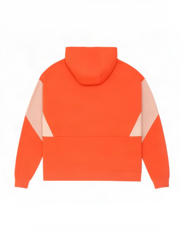 Nike Womens Oversized Hoodie Jumper UK 16 Large Orange Colourblock Cotton