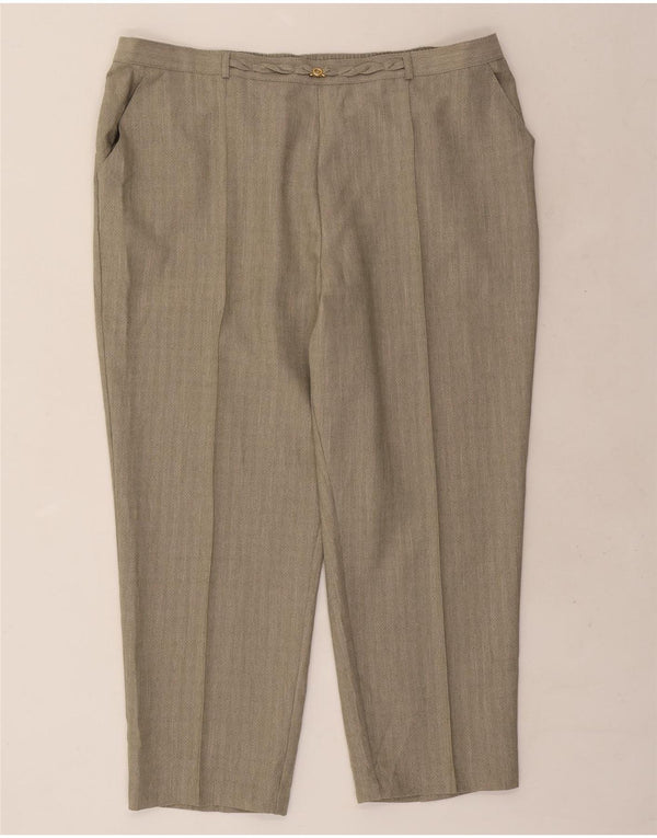 Marks & Spencer Womens High Waist Chino Trousers UK 22 3XL W44 L26 Khaki