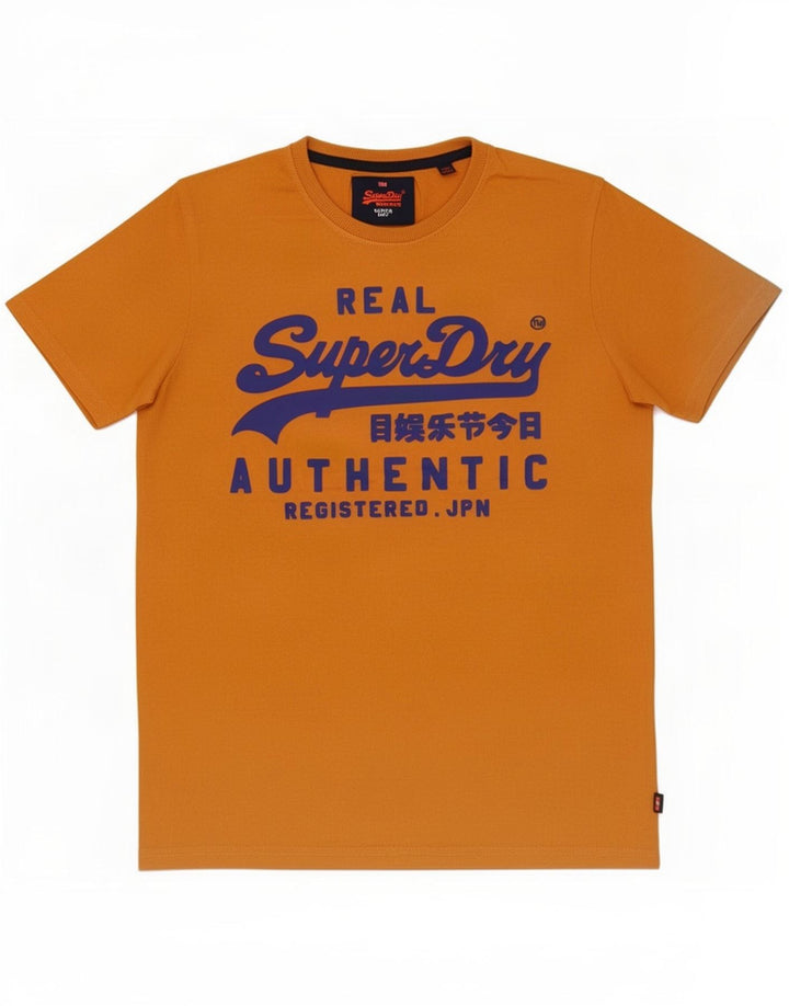 Superdry Mens Graphic T-Shirt Top Large Orange Cotton