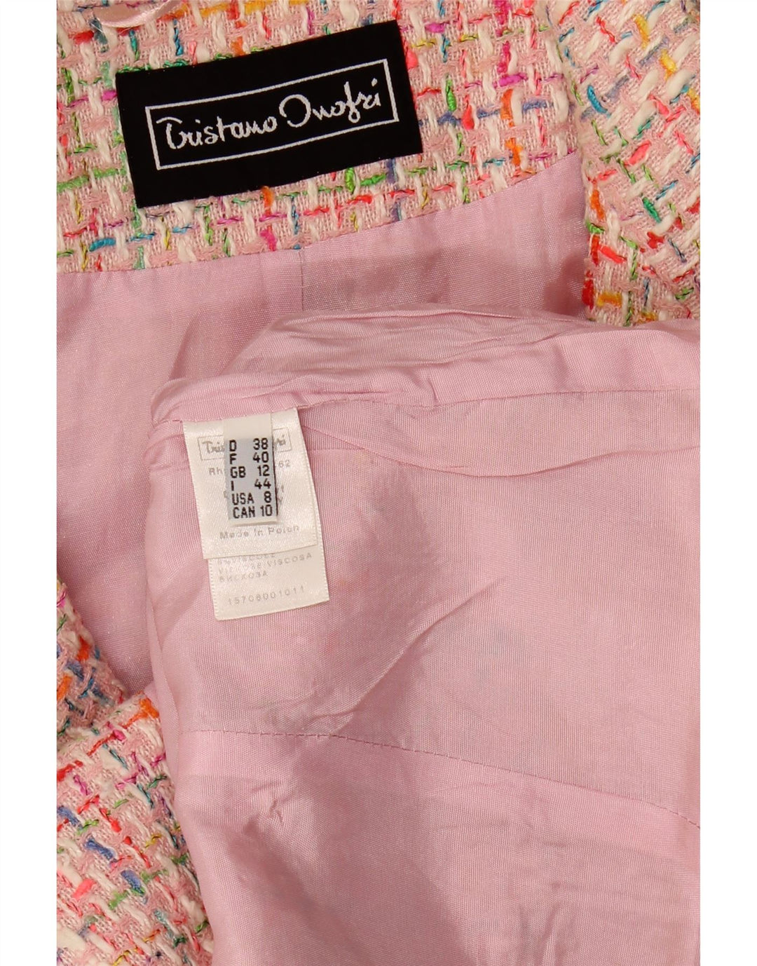 TRISTANO ONOFRI Womens Blazer Jacket UK 12 Medium  Pink Check Cotton