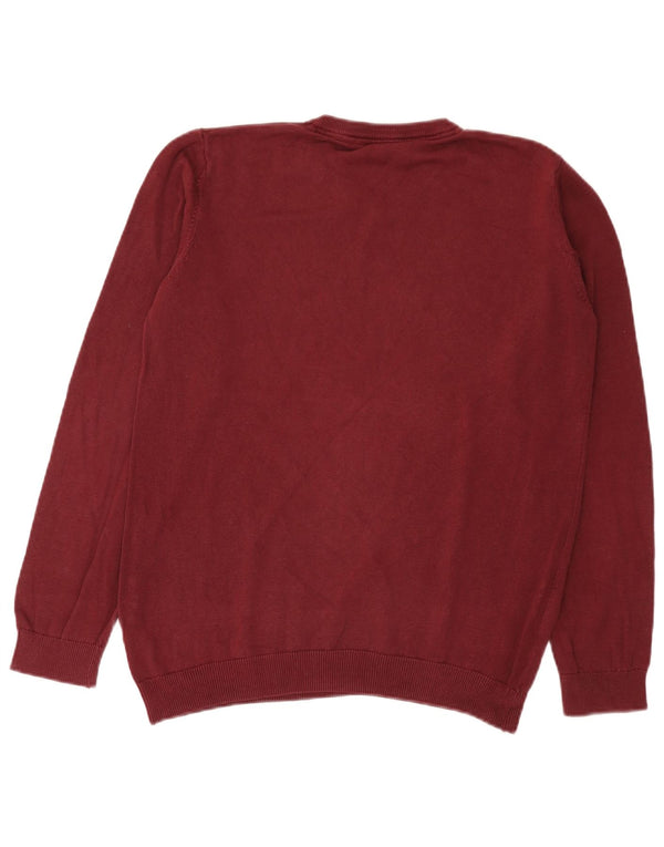 Marks & Spencer Chłopięcy sweter z dekoltem w kształcie litery V 15-16 lat Burgundowa bawełna