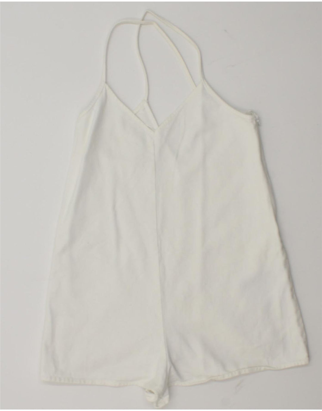 ZARA Womens Playsuit UK 10 Small White Cotton