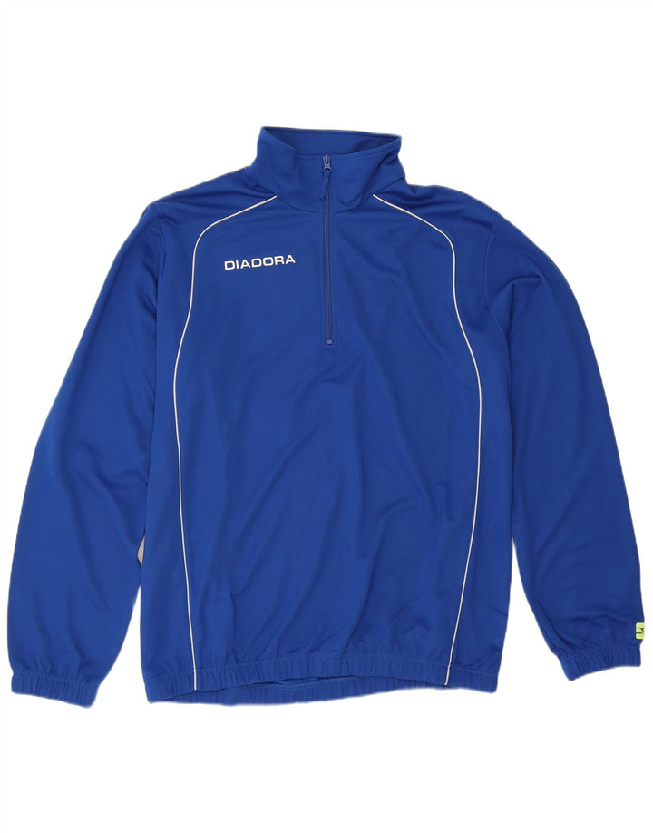 Top Diadora da uomo con zip e collo pullover tuta XL blu poliestere