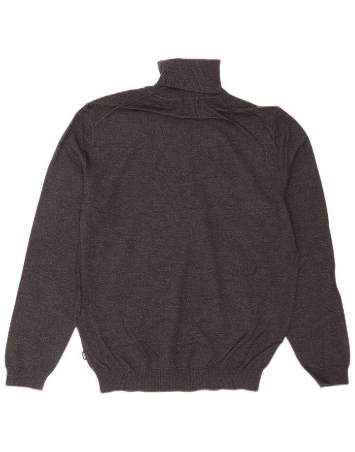 Hugo Boss Mens Regular Fit Roll Neck Jumper Sweater Medium Grey Virgin Wool