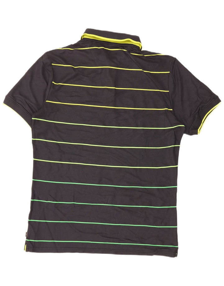 Calvin Klein Mens Golf Polo Shirt Medium Black Striped Polyester