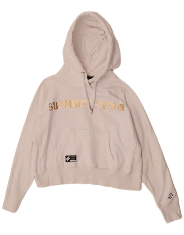 Pulover supradimensionat cu glugă Superdry pentru femei UK 14, mare, alb, bumbac