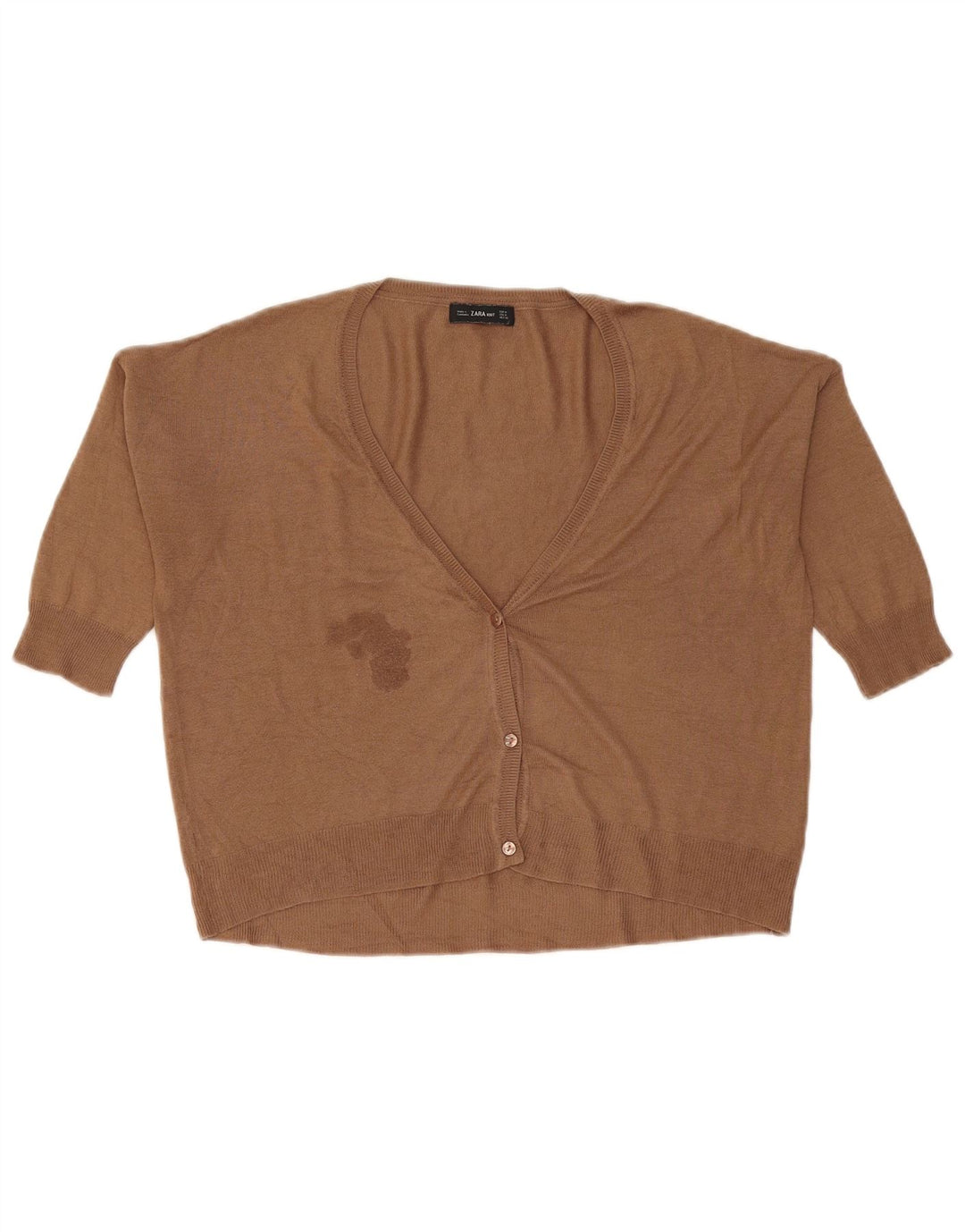 Zara Damen-Strickjacke mit 3/4-Ärmeln, übergroß, Gr. 14, Mittelbraun