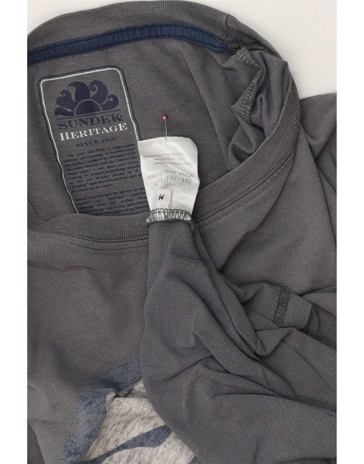 Sundek Mens Heritage Graphic T-Shirt Top Medium Grey Cotton