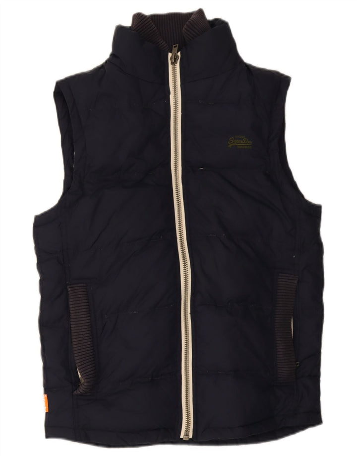 Superdry Mens Padded Gilet UK 38 Medium Navy Blue Nylon