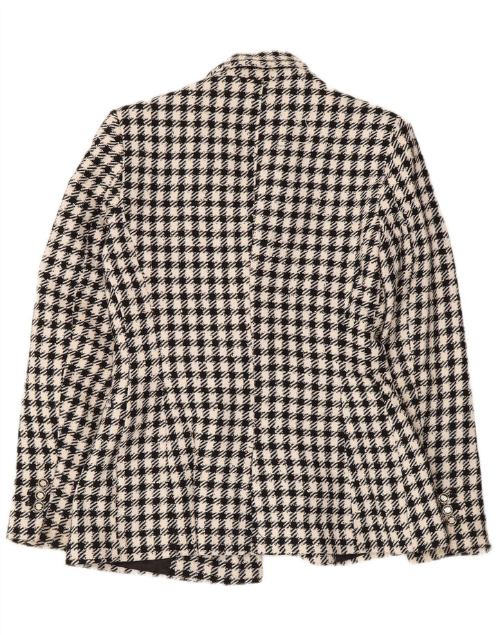 Zara Veste Blazer Double Boutonnage Femme UK 6 XS Noir Vichy Polyester