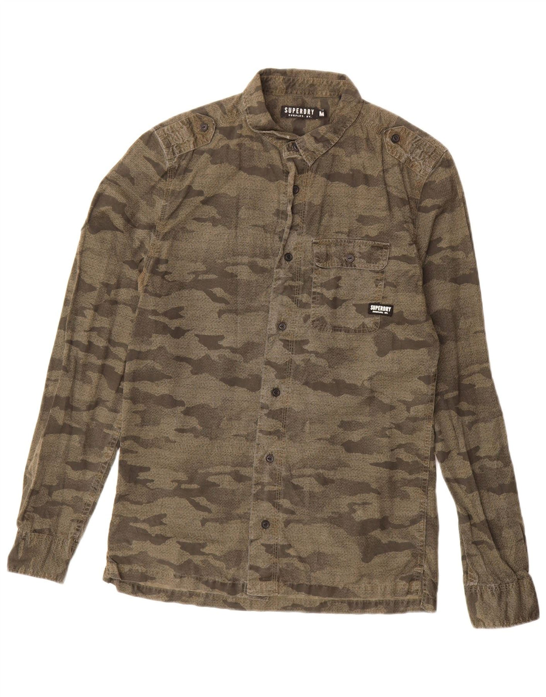 Superdry Herren-Militärhemd aus Baumwolle in mittlerer Khaki-Tarnung