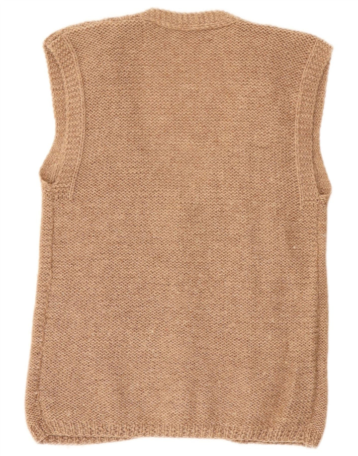 Vintage Mens Sleeveless Cardigan Sweater Small Beige