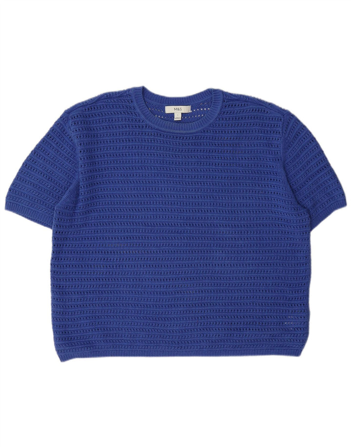 Marks & Spencer Womens Crew Neck Jumper Sweater UK 16 Large Blue