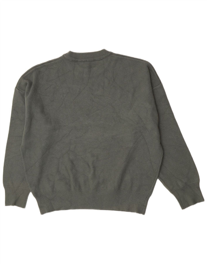 Zara Mens Crew Neck Jumper Sweater Large Green Viscose