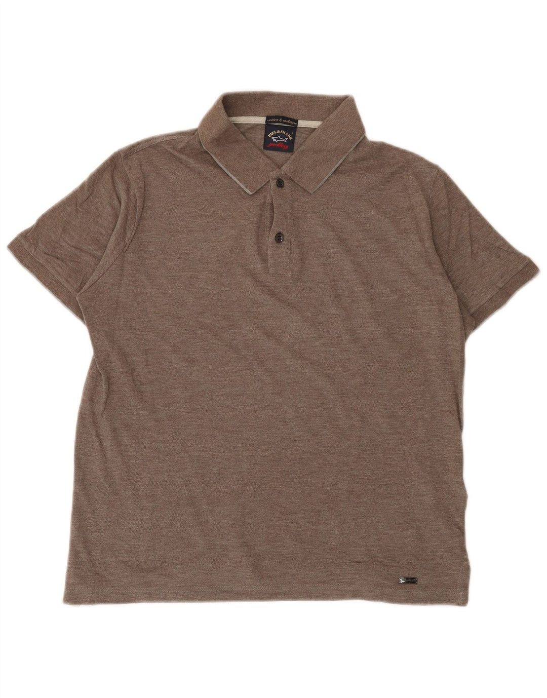 Paul & Shark Mens Regular Fit Polo Shirt Medium Brown Cotton