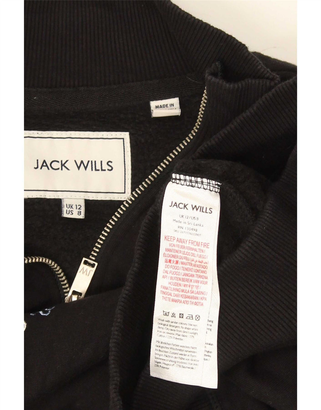 Pulover pentru femei Jack Wills cu grafic supradimensionat UK 12 Medium Negru