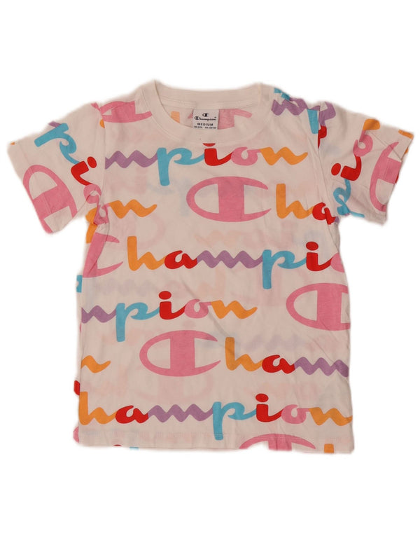 Champion piger grafisk t-shirt top 9-10 år medium hvid bomuld