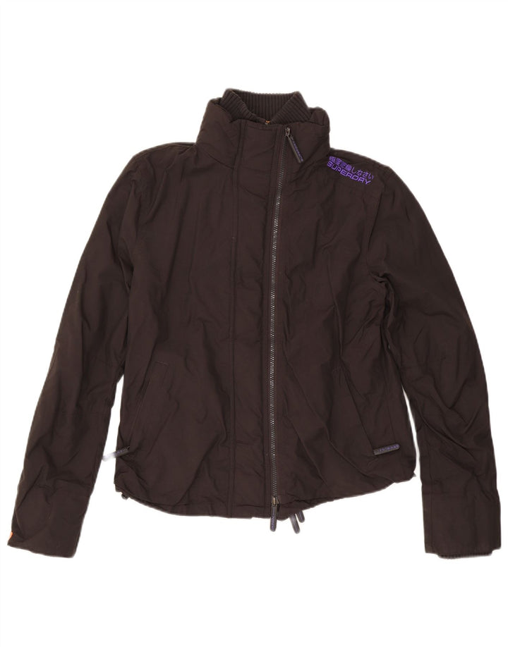 SUPERDRY Womens Windbreaker Jacket UK 14 Large Black Nylon