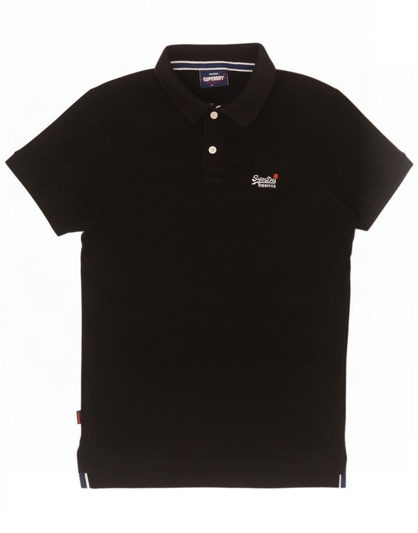 Superdry Herren-Poloshirt aus mittelschwarzer Baumwolle
