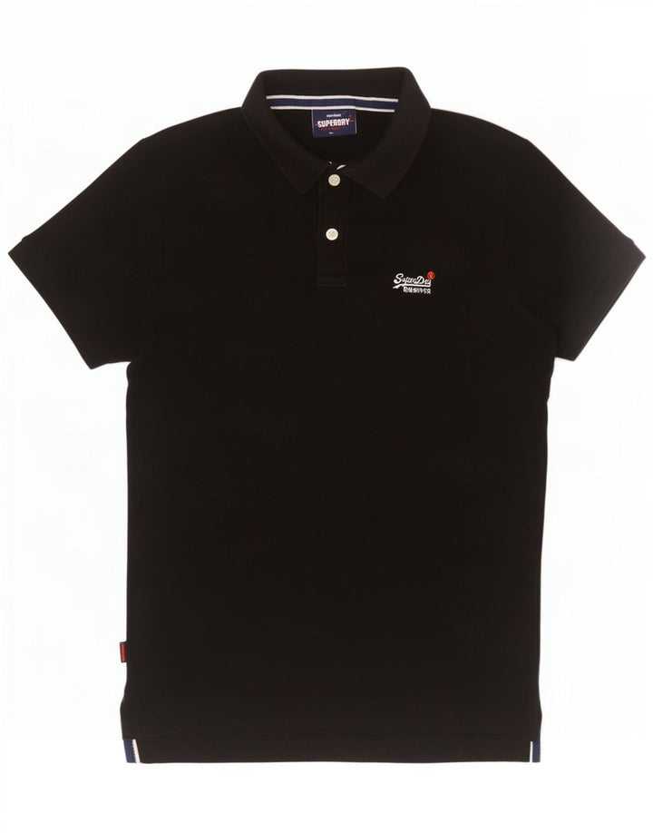 Tricou polo pentru bărbați Superdry, bumbac mediu negru