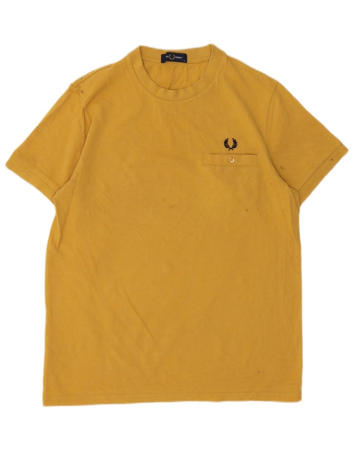 Fred Perry Mens T-Shirt Top Medium Yellow Cotton
