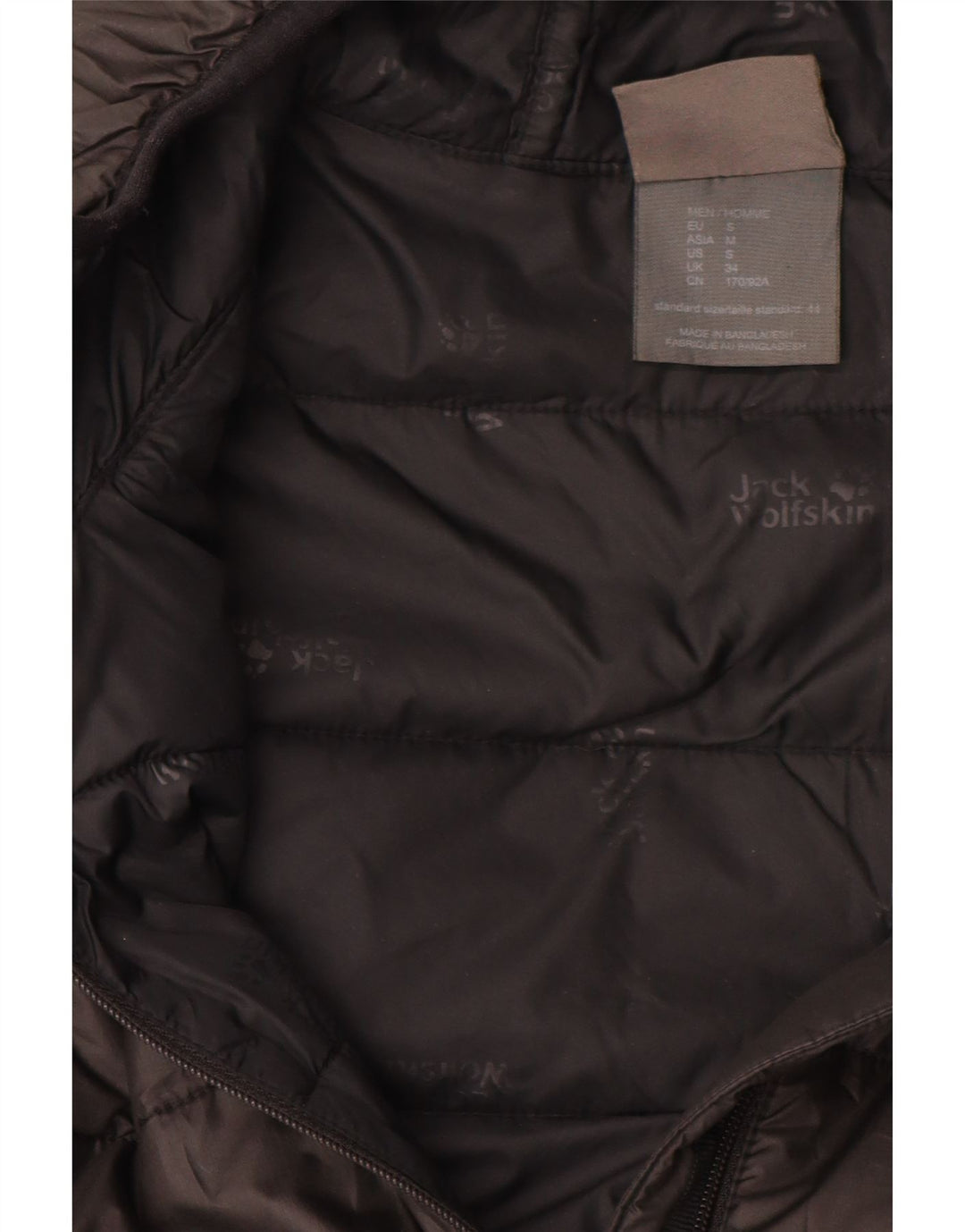JACK WOLFSKIN Mens Hooded Padded Jacket UK 34 Small Black Polyester