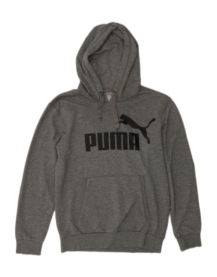 Męski sweter z kapturem i grafiką PUMA, mały, szary, nakrapiany poliester