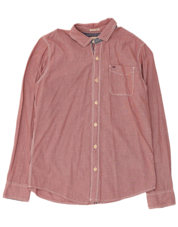 Tommy Hilfiger Chemise Homme Rouge Moyen Pied-de-Poule Coton
