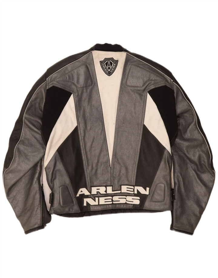 Arlen Ness Herren-Bikerjacke mit Grafik, Größe 54, großes graues Motorrad