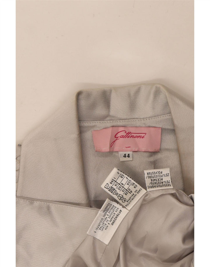 GATTINONI Womens Short Sleeve Blazer Jacket UK 14 Medium Grey Floral