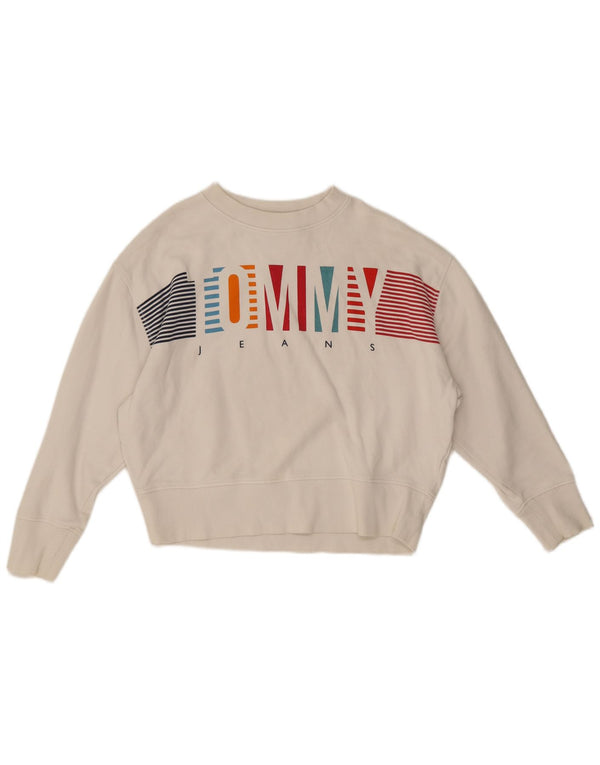 Tommy Hilfiger Damen-Sweatshirt mit übergroßen 3/4-Ärmeln, UK 2 2XS, Weiß